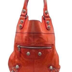 Red Lambskin Leather Giant 21 Silver Slim Hobo Bag